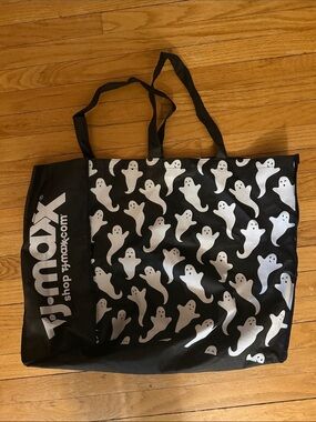 T.J.Maxx Black Tote with White Ghost Pattern